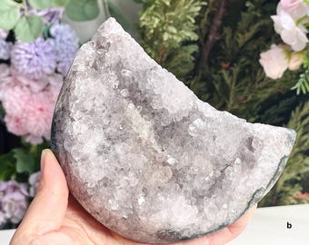 ドゥルージーアゲートジオードムーン：大型ヒーリングクリスタル