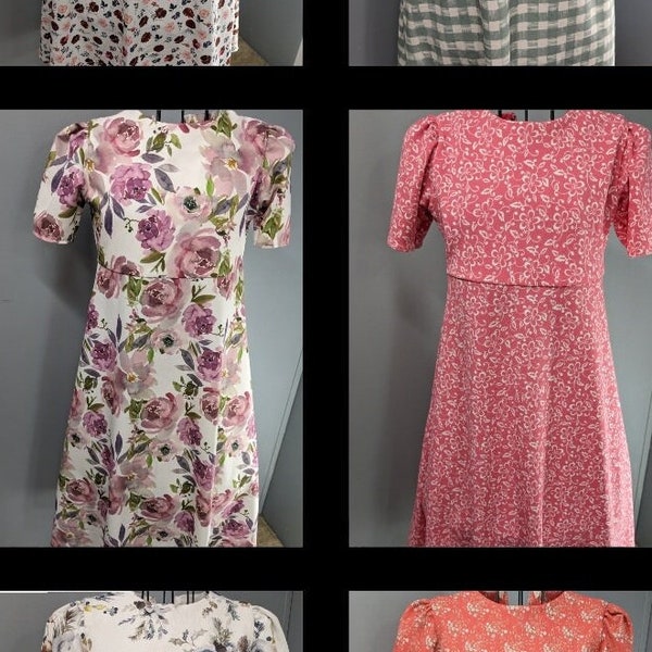 Beautiful Modest Mennonite Girl's Feminine Floral Check Dress Size 6 Multiple Available