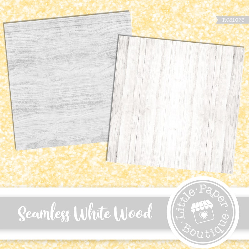 May include: Two seamless white wood textures. The wood grain is visible in both textures. The textures are perfect for use in digital scrapbooking, card making, and other craft projects.