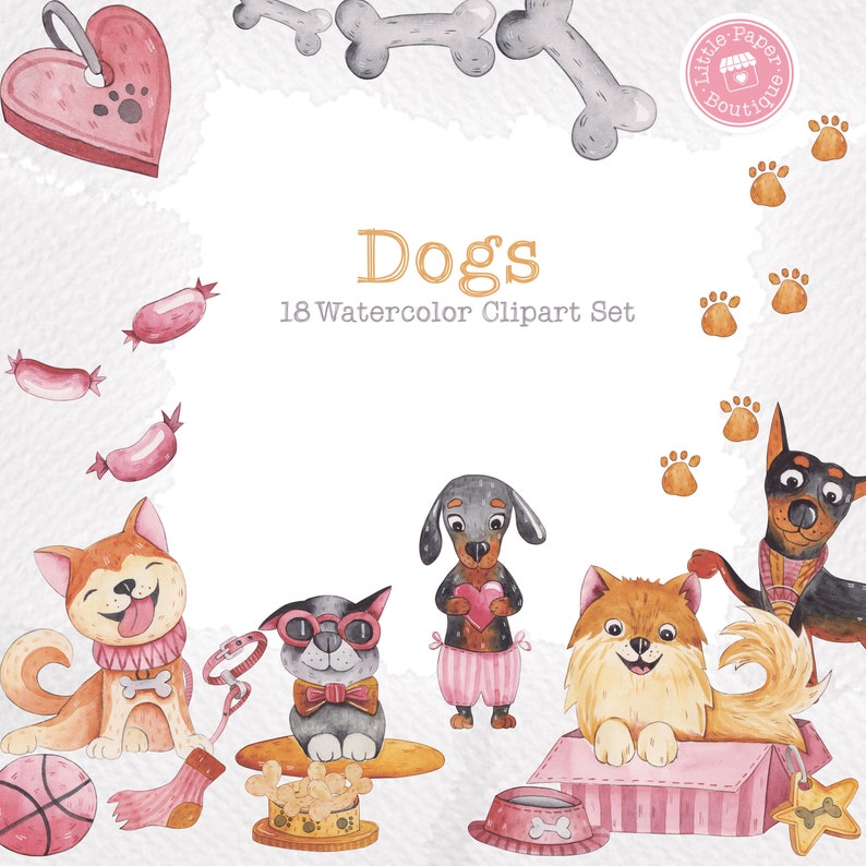 Pet clipart dog clipart clipart boston terrier bulldog Dog breeds Puppies clipart graphics Dog Bundle Dog Illustrations Dog lovers gift