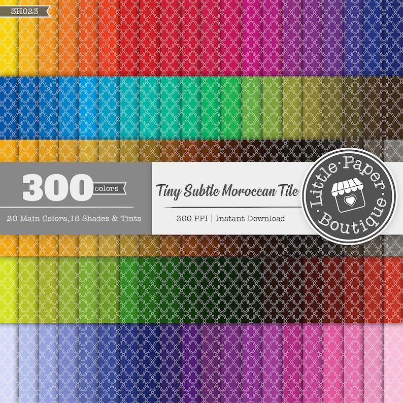 Digital Paper Islamic Tile Printable JPG Rainbow Geometric Scrapbooking Arabic 100 Colors Digital Papers: Moroccan Pattern #18