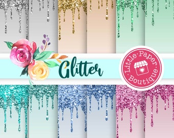 Pastel Dripping Glitter Printable Background for COMMERCIAL USE (Digital Scrapbook Paper)