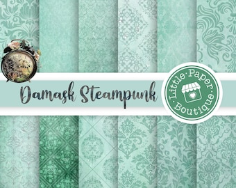 Digital Paper, Damask Paper, Shabby Decor Paper, Digital Collage Sheet, Printable Paper, Steampunk Paper, Wrapping Paper, Shabby