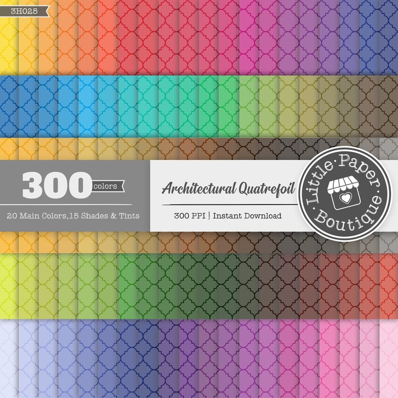 300 Quatrefoil Digital Paper Pack Bundle Set of Digital Scrapbook Papers Digital Graphic,Quatrefoil Paper,Quatrefoil Pattern Scrapbook Paper