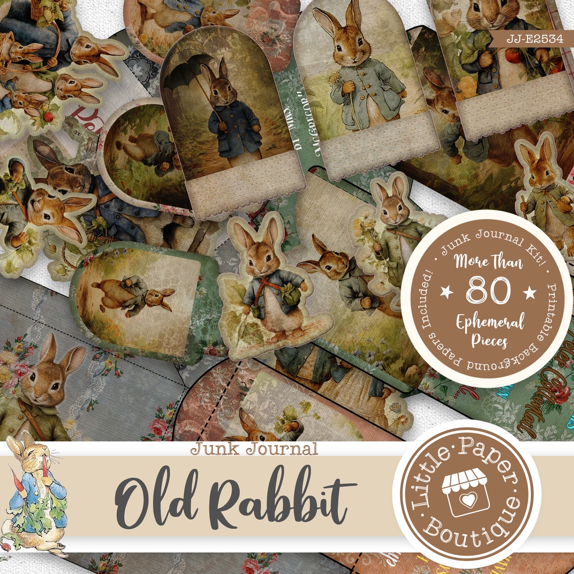 Peter Rabbit by Beatrix Potter Digital Junk Journal Kit (FULL KIT) With ...