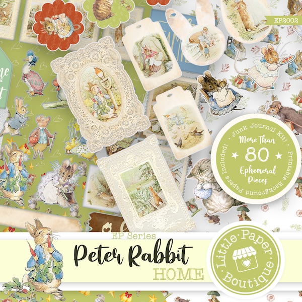 Peter Rabbit Paper Pack, Beatrix Potter, Digital Paper, Printable Paper Scrapbooking, Digital Wrapping Paper, Junk Journal Printable