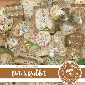 Peter Rabbit by Beatrix Potter Digital Junk Journal Kit (FULL KIT) with Scrapbook Printable Papers, Tickets and Ephemera for COMMERCIAL Use