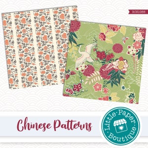 SEAMLESS Vintage Chinese Backgrounds Art digital paper pack. Chinese Floral Patterns paper, Japanese paper. Oriental paper for scrapbook art image 2