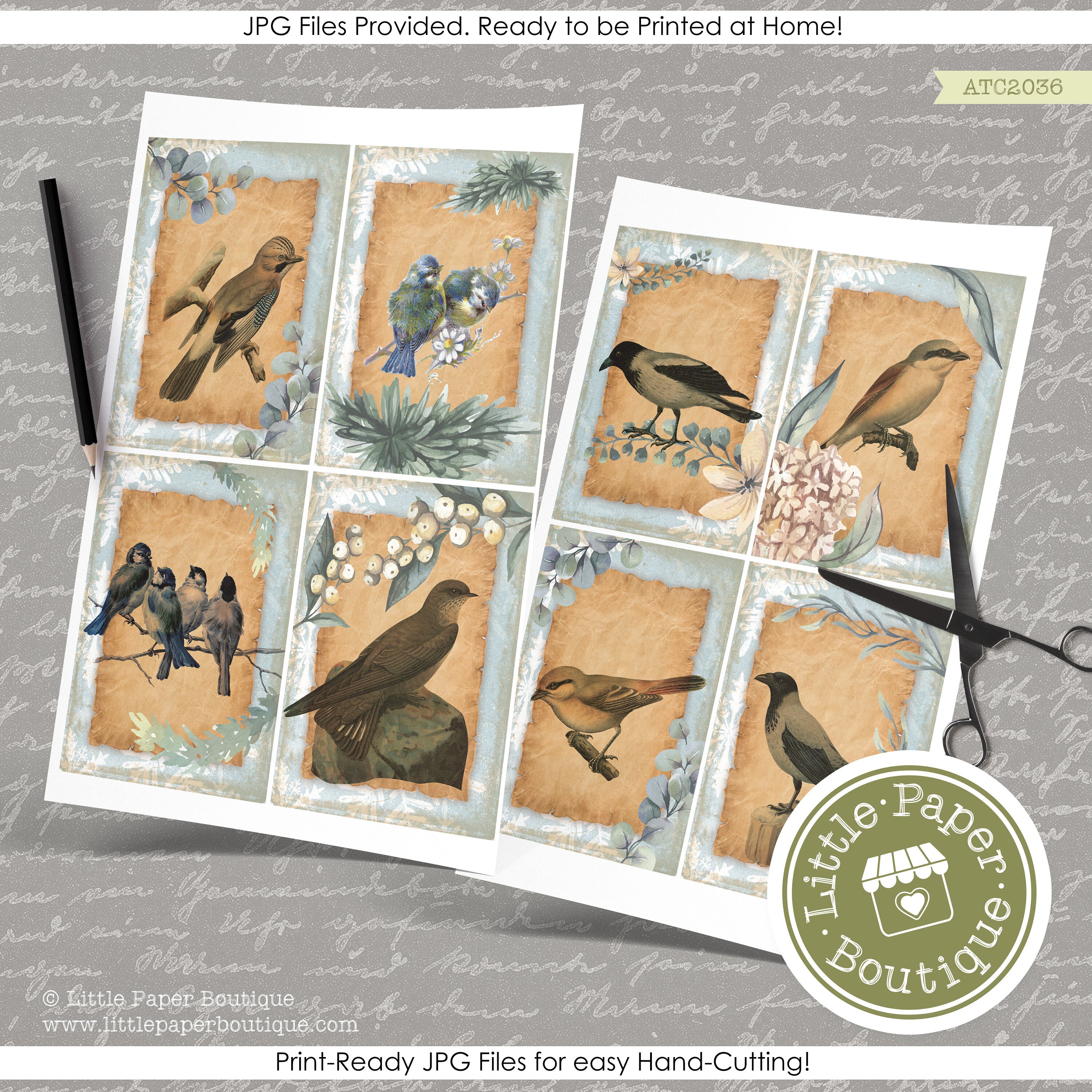 Vintage Junk Journal Kit Printable Winter Birds Vintage, Journal Kit ...