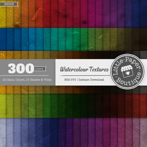 Watercolor Digital Paper 100 Rainbow Colors Water Colour Background Textures Bright Pastel Printable Scrapbook Papers Watercolor Brush