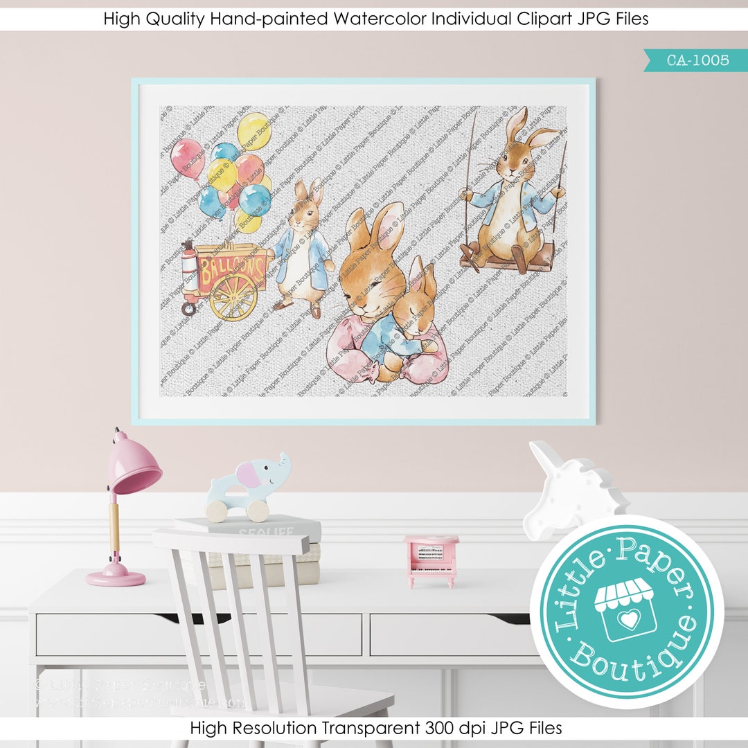 Hand Drawn Peter Rabbit Elements Clipart Set png Set - Etsy