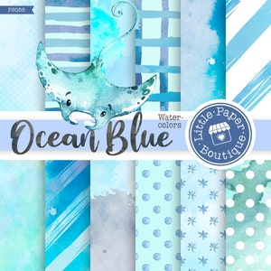 Set di carta per album digitali - Sfondi stampabili - Sotto il mare - Sfondi oceanici - Acqua - Documenti digitali Aqua Ocean Sea Water