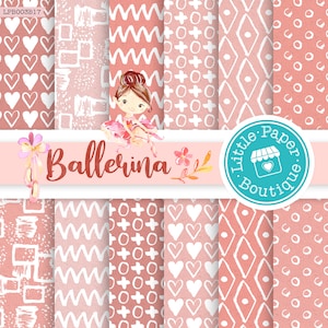 Ballerina scrapbook paper, Ballet scrapbooking paper, Ballet digital paper, ballet and tutu printables, Ballet Recital, Ballet tutus