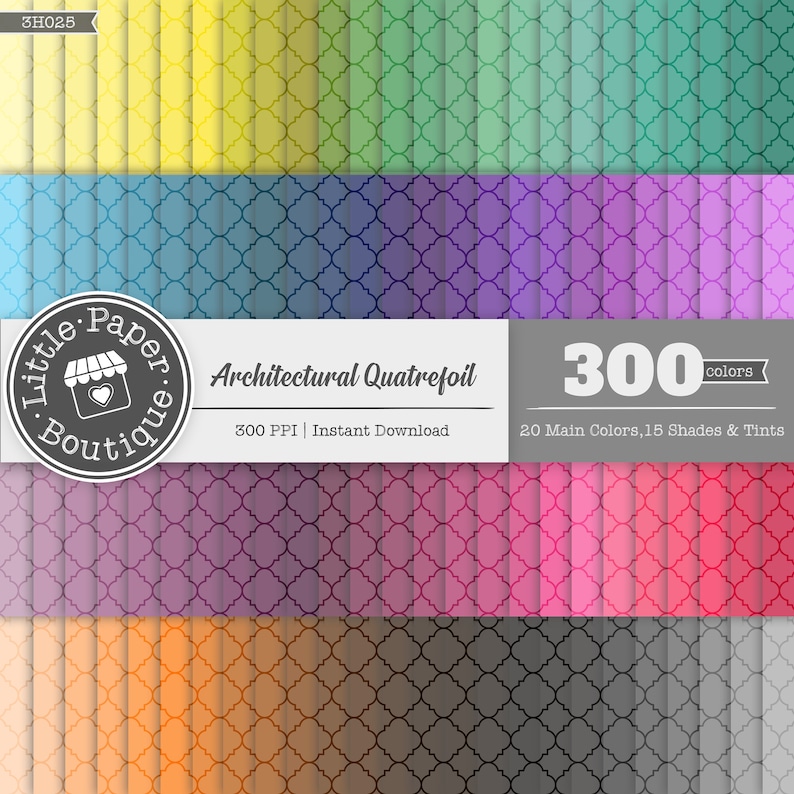 300 Quatrefoil Digital Paper Pack Bundle Set of Digital Scrapbook Papers Digital Graphic,Quatrefoil Paper,Quatrefoil Pattern Scrapbook Paper