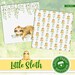 Sloth Boy Digital Papers, Sloth Party Animal for Birthday, Baby Shower ...