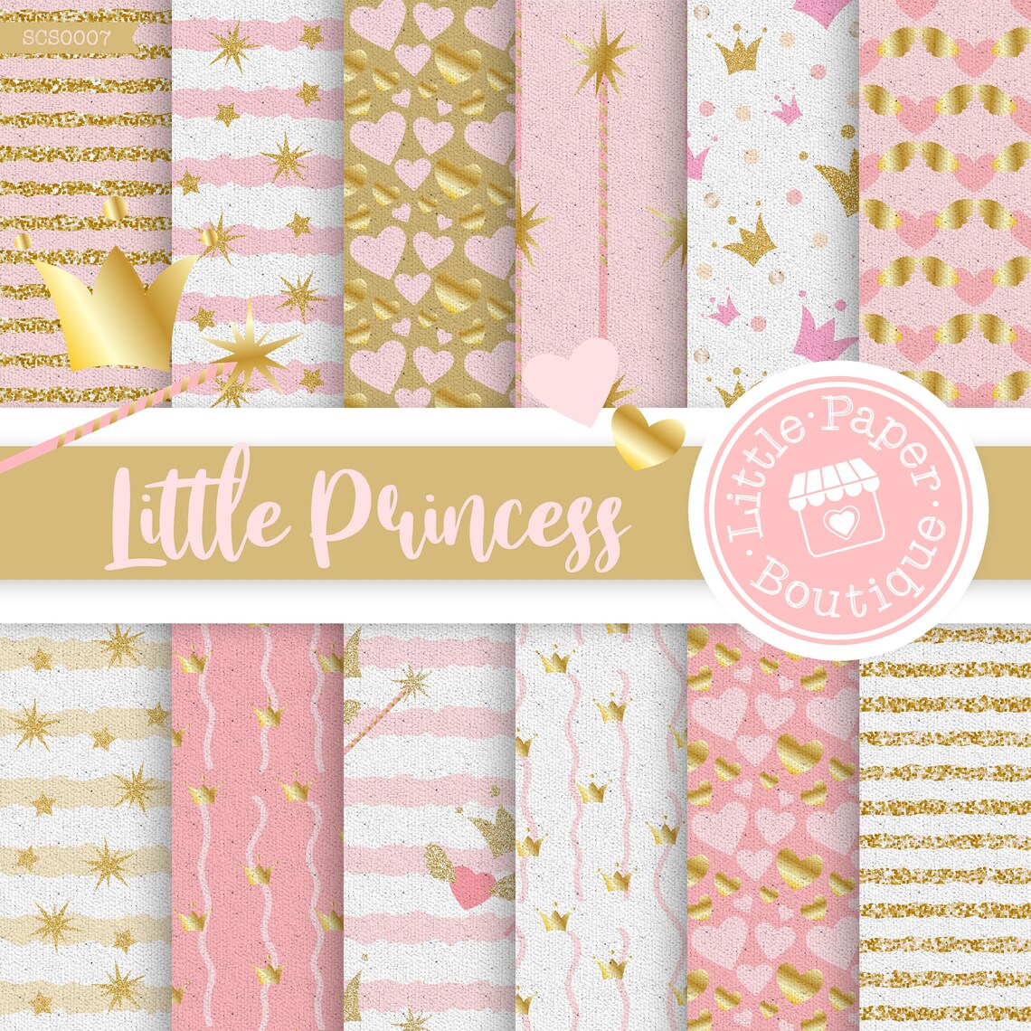 Princess Digital Paper, SEAMLESS Cute Princess Digital Paper,digital ...