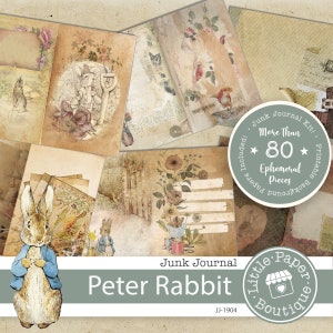 Peter Rabbit by Beatrix Potter Digital Junk Journal Kit (FULL KIT) with Scrapbook Printable Papers, Tickets and Ephemera for COMMERCIAL Use