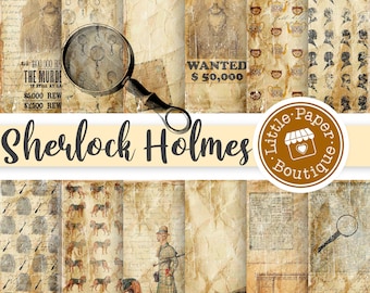 Aventuras de Sherlock Holmes, Ficción digital, Detectives digitales, Clásicos efímeros, Imágenes digitales, Arte vintage, Publicidad, Páginas de libros