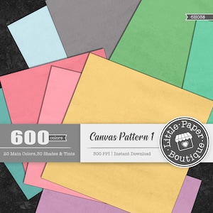 600 Canvas Texture Digital Papers, Commercial Use Instant Download Canvas Fabric Digital Paper Pack, Canvas Scrapbooking Planner Paper