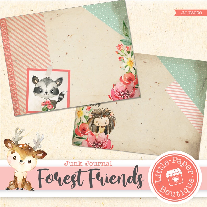 Forest Friends Woodlands Animals Digital Junk Journal Clipart Etsy