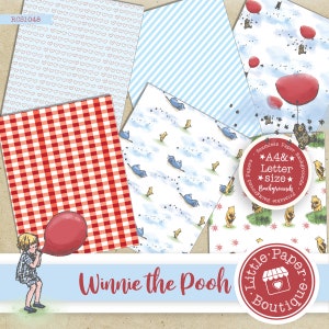 SEAMLESS A4 Letter Winnie the Pooh Digital Paper Digital Download Designs scrapbook birthday baby shower invitation craft pooh bear winnie