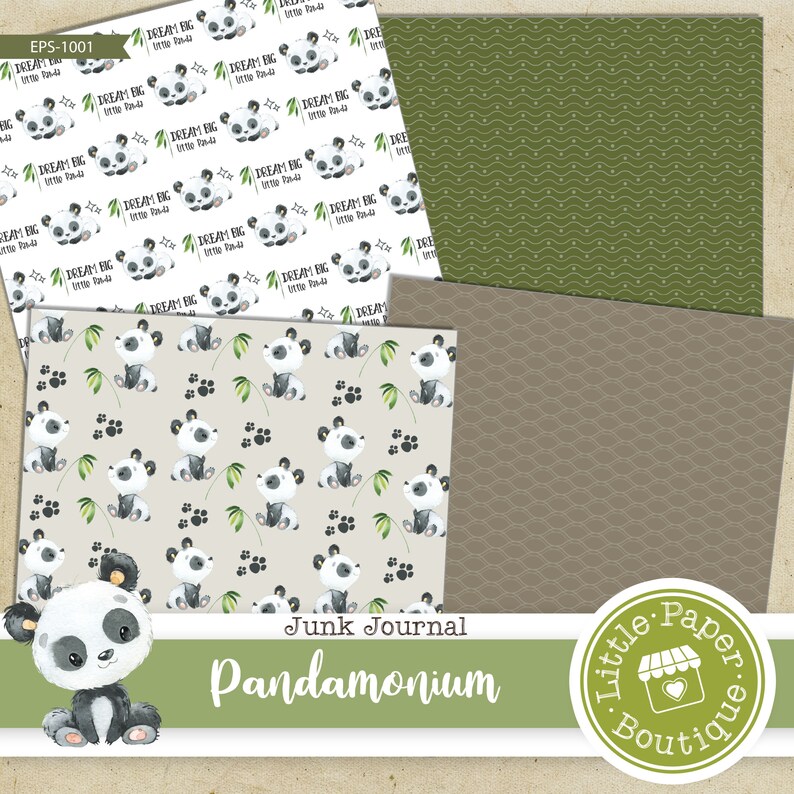 Cute Panda Family Junk Journal Panda Bamboo Forest Background Papers ...