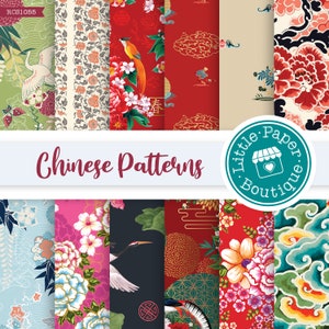SEAMLESS Vintage Chinese Backgrounds Art digital paper pack. Chinese Floral Patterns paper, Japanese paper. Oriental paper for scrapbook art image 1