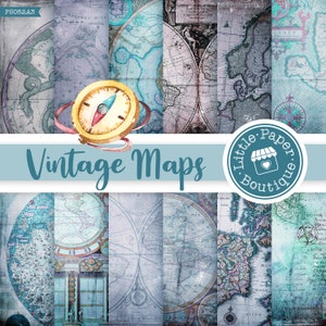 Digital Antique Map - Printable - Antique Old Map Double Hemisphere Circa 1800s Map - Print Map - Antique Vintage Map