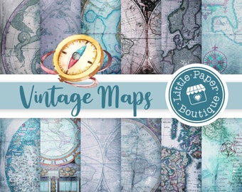 Digital Antique Map - Printable - Antique Old Map Double Hemisphere Circa 1800s Map - Print Map - Antique Vintage Map