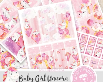 Rainbow Unicorn Princess pink unicorn printable vintage ATC, vintage, journal kit, junk journal, ATC cards