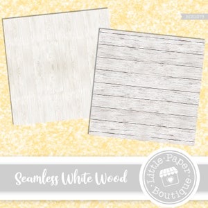 May include: Two seamless white wood textures. The wood has a light, weathered look. The text "Seamless White Wood" is at the bottom of the image.