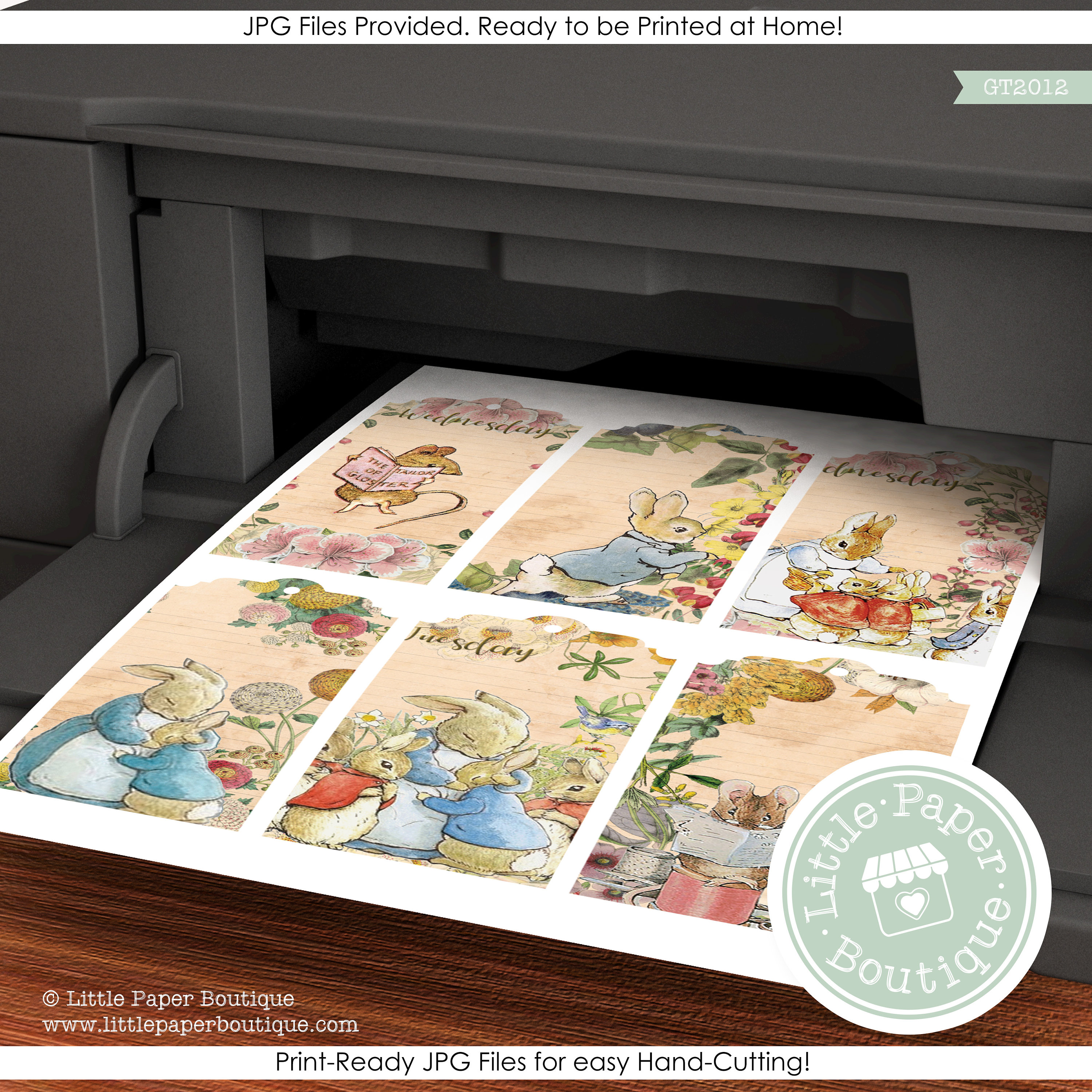 Peter Rabbit by Beatrix Potter Digital Gift Tags Printable, Vintage ...