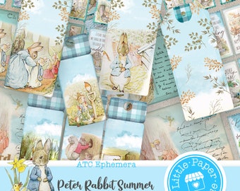 Peter Rabbit junk journal ATC , printable, autumn, thanksgiving, vintage, journal kit, junk journal, ATC cards, horizontal collage sheets