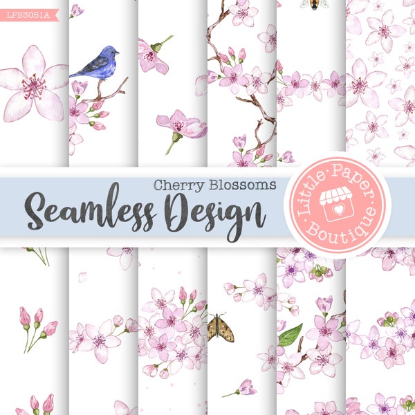 Sakura, Cherry Blossom Digital Papers, Floral digital paper, Flower Paper Digital scrapbooking, invitations, birthday, wedding, Planners