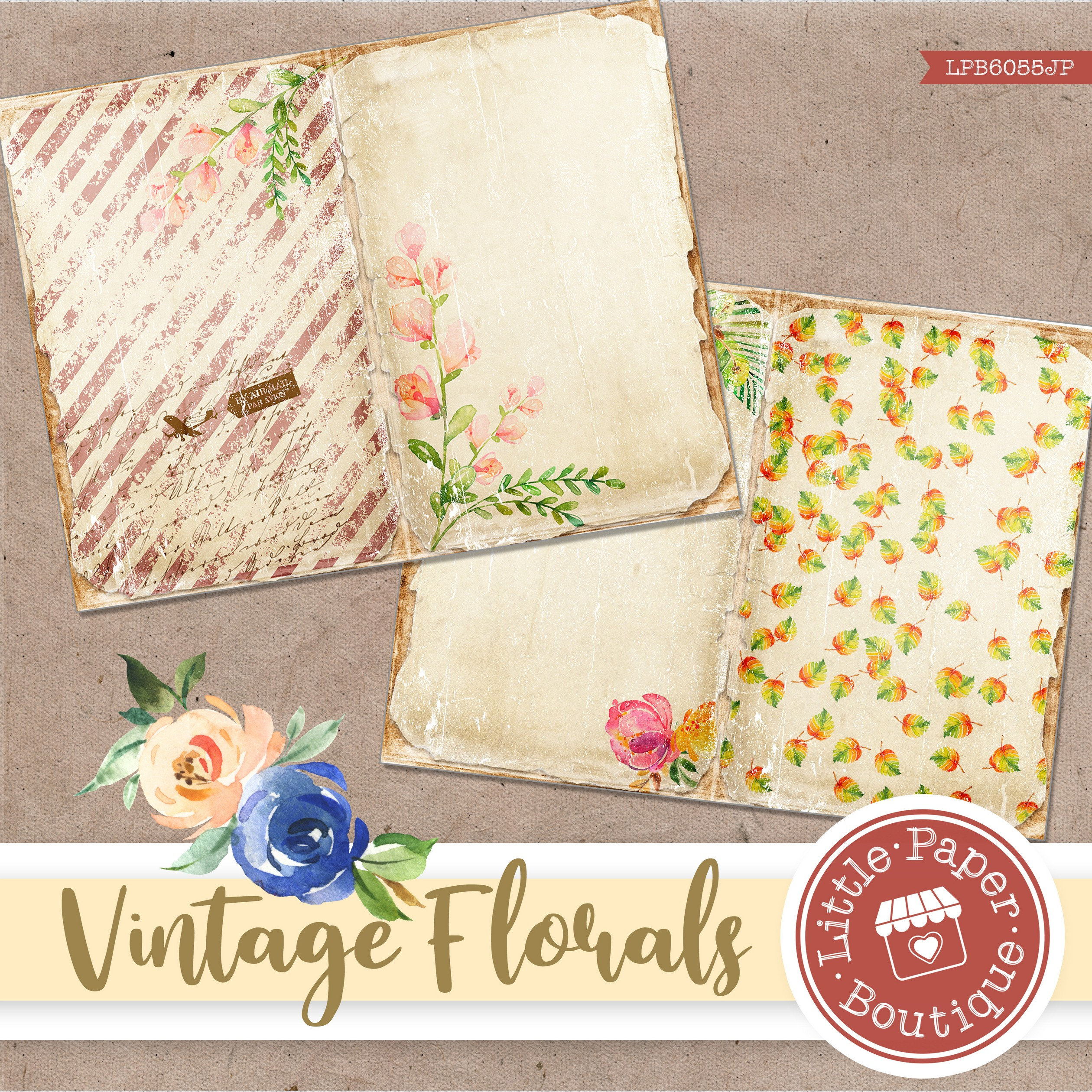 Floral Digital Junk Journal Pages Shabby Chic Digital Paper - Etsy