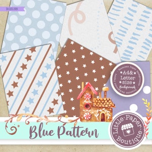 Seamless Baby Blue Digital Paper, Blue, Grey, Baby Boy, Digital Paper, Scrapbook Paper,Blue Baby Boy A4 & Letter Size 12x12 Digital Paper