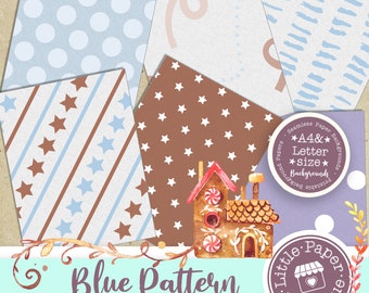 Seamless Baby Blue Digital Paper, Blue, Grey, Baby Boy, Digital Paper, Scrapbook Paper,Blue Baby Boy A4 & Letter Size 12x12 Digital Paper