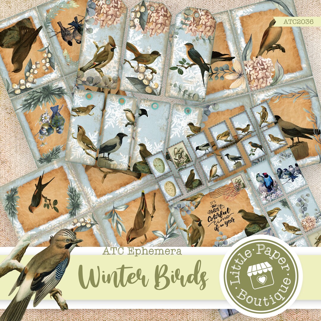 Vintage Junk Journal Kit Printable Winter Birds Vintage, Journal Kit ...