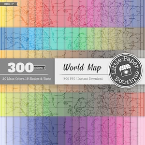 100 Rainbow Maps Textures Digital Paper, Vintage Background, World Maps, Coloured Maps, Map Digital Paper Printable Maps Shabby Chic Wedding