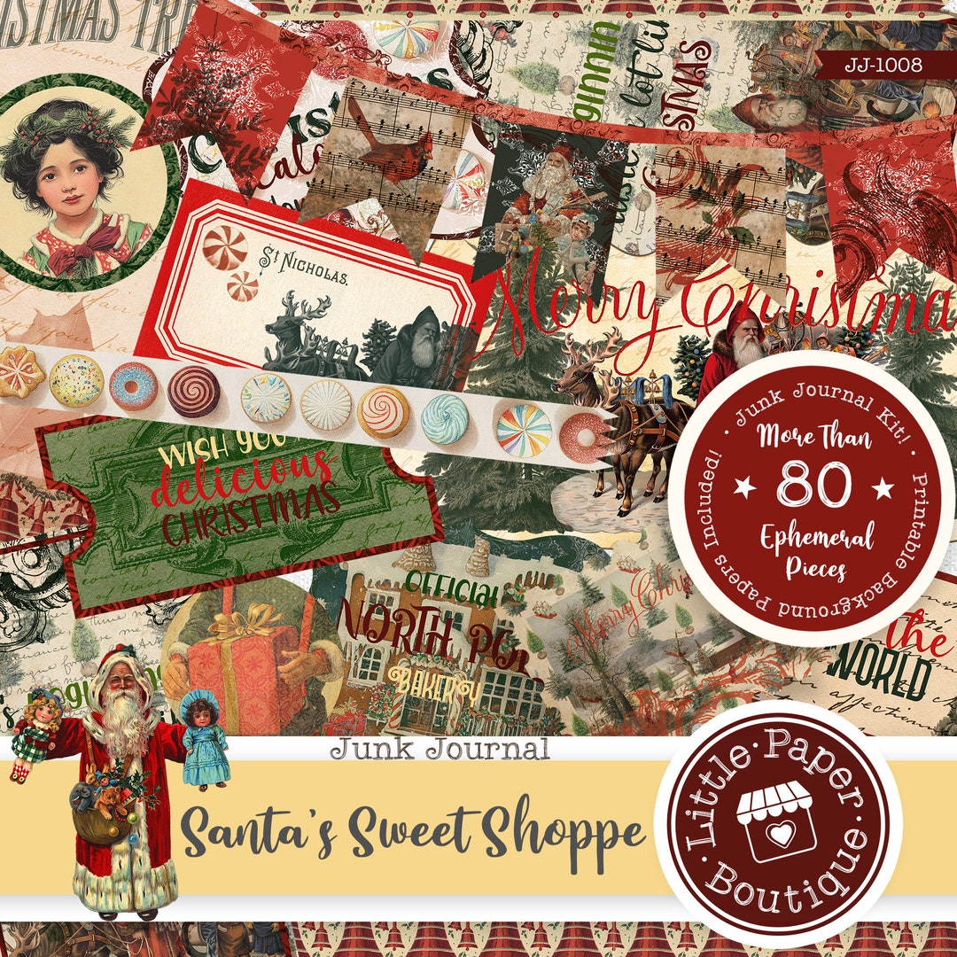 Merry Christmas Santa Greetings Digital Junk Journal Kit (FULL KIT ...