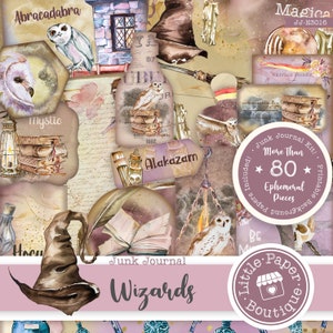 De Wizarding World Magical Junk Journal Kit (VOLLEDIGE KIT) met afdrukbare scrapbookpapieren, kaartjes en ephemera voor COMMERCIEEL gebruik