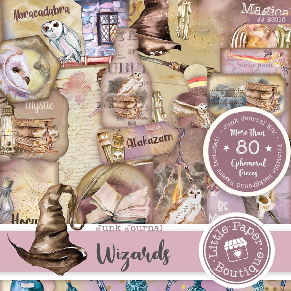The Wizarding World Magical Junk Journal Kit (FULL KIT) with Scrapbook Printable Papers, Tickets and Ephemera for COMMERCIAL Use
