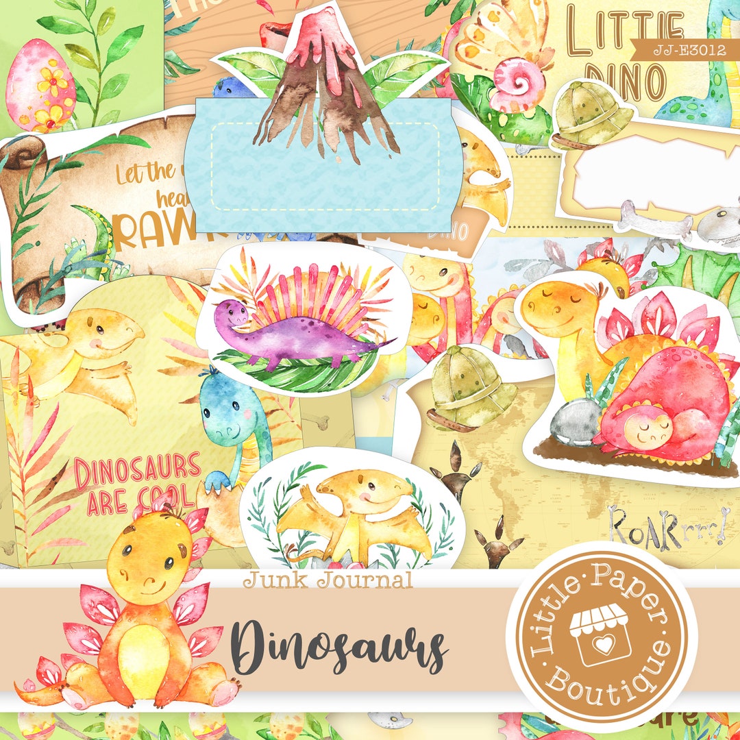 Dinosaur Jurassic Digital Junk Journal Kit (FULL KIT) With Scrapbook ...