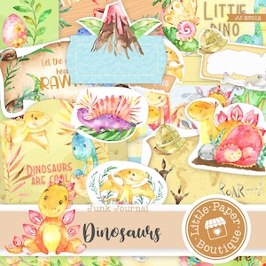 Dinosaur Jurassic Digital Junk Journal Kit (KIT COMPLETO) con documenti stampabili, biglietti ed effimeri per uso COMMERCIALE