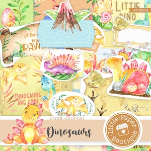 Dinosaur jurassic Digital Junk Journal Kit (FULL KIT) with Scrapbook Printable Papers, Tickets and Ephemera for COMMERCIAL Use