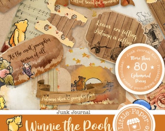 Winnie the Pooh Classic (#4) Digital Junk Journal Kit (FULL KIT) with Scrapbook Printable Papers, Tickets and Ephemera for COMMERCIAL Use
