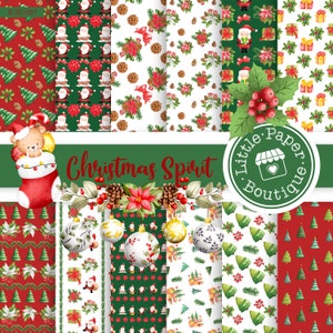 SEAMLESS Vintage Christmas Backgrounds Art digital paper. Vintage Xmas paper, Merry Christmas Santa paper scrapbook art,Printable Christmas