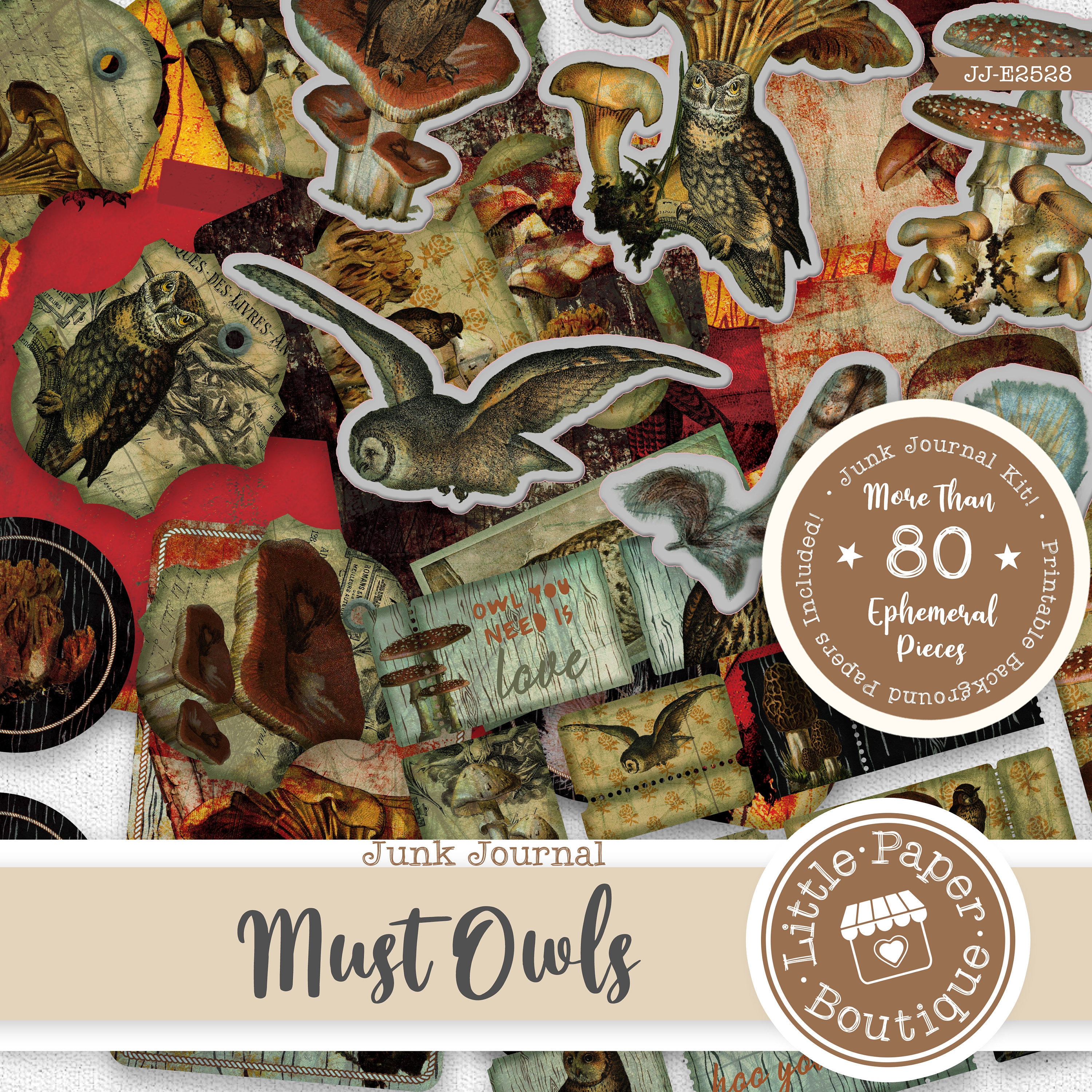 The Wizarding World Owl Magical Junk Journal Kit (FULL KIT) with Scrapbook Printable Papers, Tickets