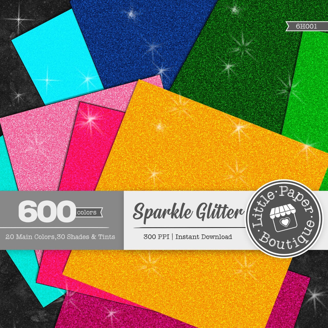 600pcs Glitter Background Digital Paper Pack for Commercial Use ...