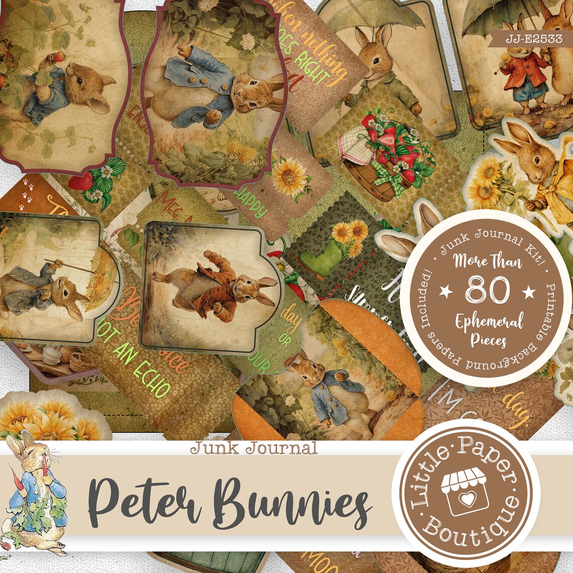 Peter Rabbit by Beatrix Potter Digital Junk Journal Kit (FULL KIT) With ...